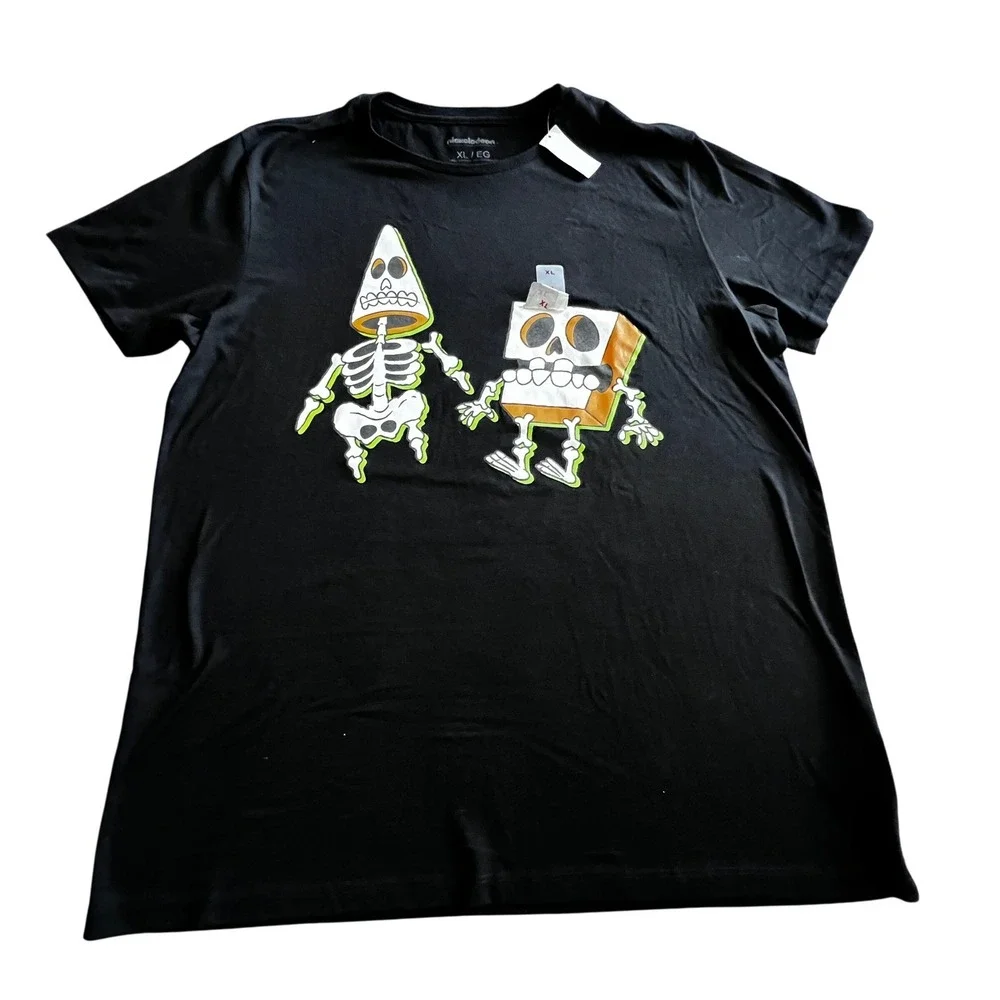 Nickelodeon SpongeBob Patrick Skeleton T Shirt Mens XL Black Graphic Tee New - Picture 3 of 9